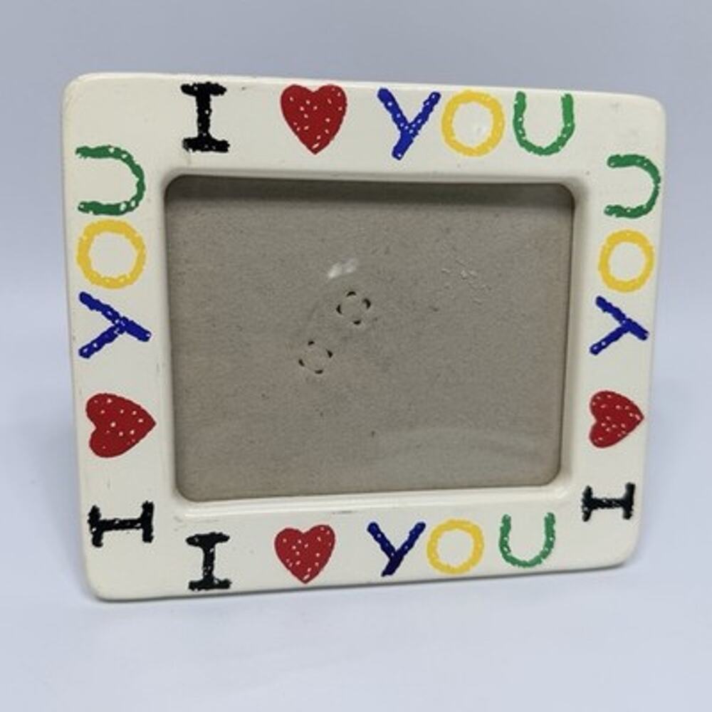 Vintage 90’s I Love You Heart Ceramic Picture Frame 3x5 Retro Decor Crayon Style